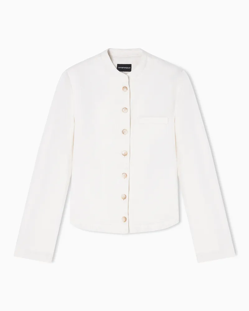 Emporio Armani Garment-dyed linen and lyocell jacket Weiß