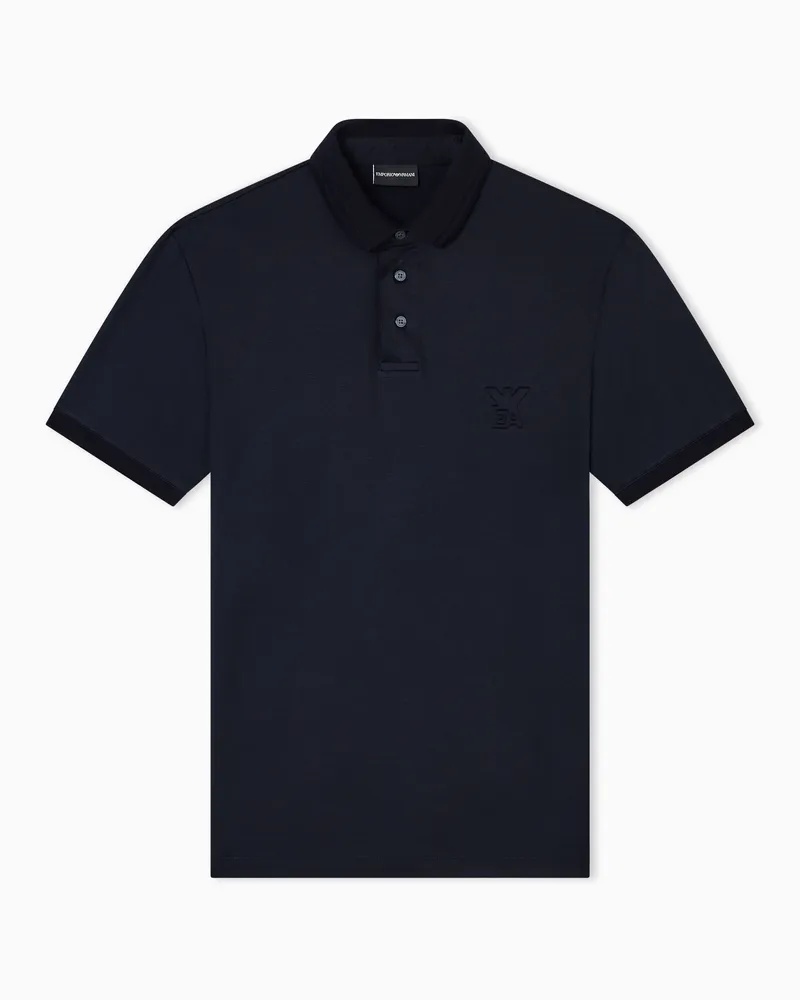 Emporio Armani ASV Poloshirt mit gewölbtem Logo, gefertigt aus einer Jersey-Lyocell-Mischung Marineblau