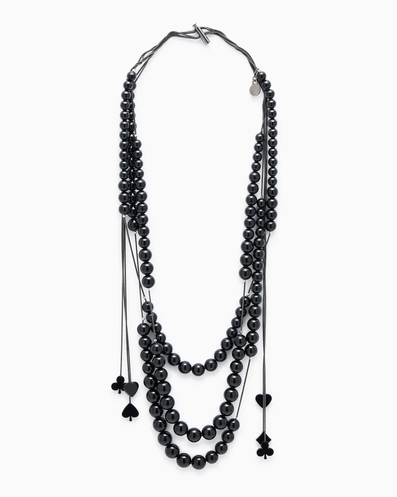 Emporio Armani Mehrsträngige Halskette im „Jeu de Cartes“-Thema Schwarz