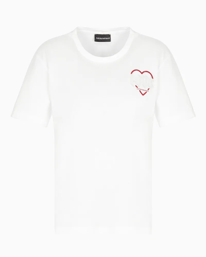 Emporio Armani ASV T-Shirt aus Jersey aus der Sonderkollektion zum Valentinstag Weiß