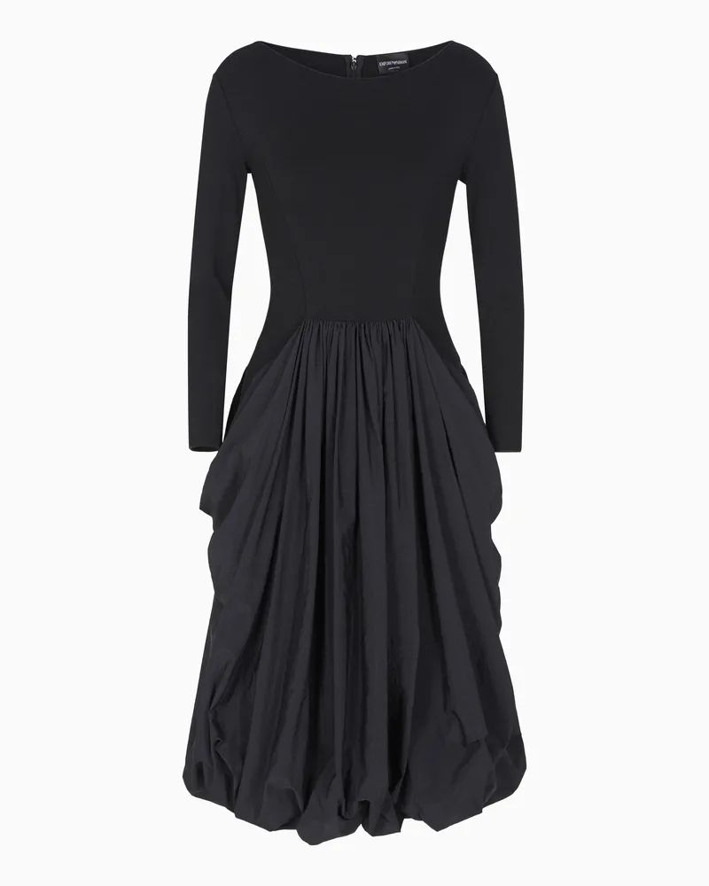 Emporio Armani Stretch-Kleid aus Milano-Strick mit Taft-Rock Schwarz