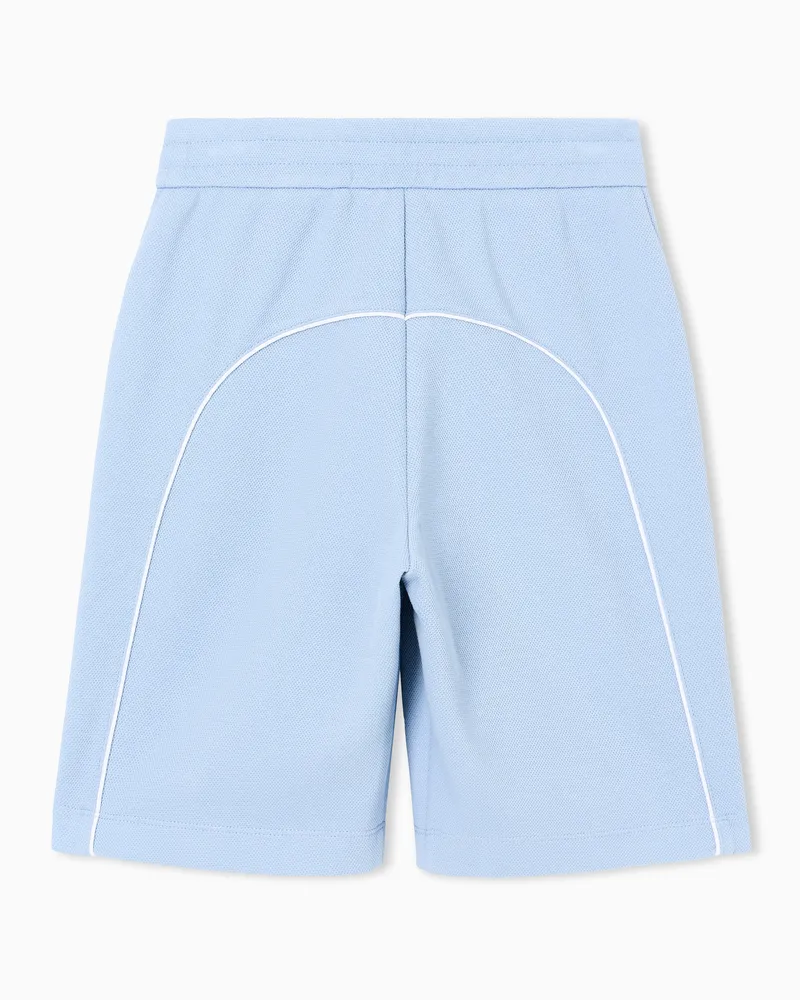 Emporio Armani Bermudashorts aus Double-Jersey-Pikee mit Logo und Paspeln Hellblau