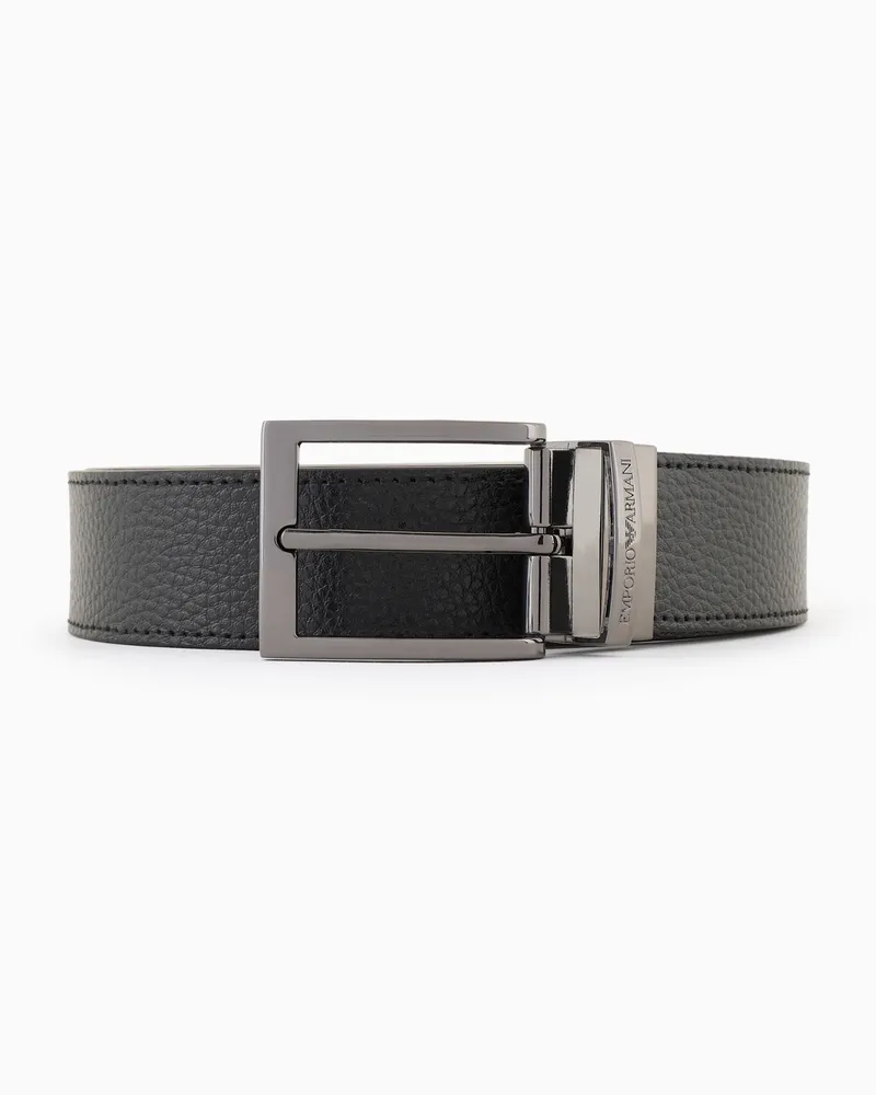 Emporio Armani Wendegürtel aus strukturiertem Leder mit Print Schwarz