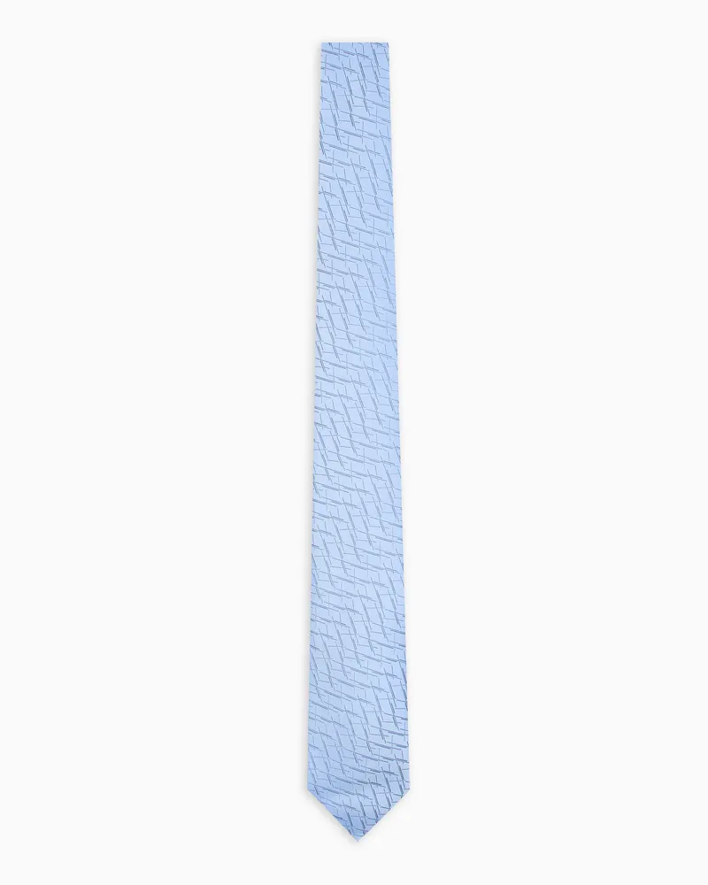 Emporio Armani Krawatte aus reiner Seide mit abstraktem Muster in Jacquard-Stoff-Verarbeitung Hellblau