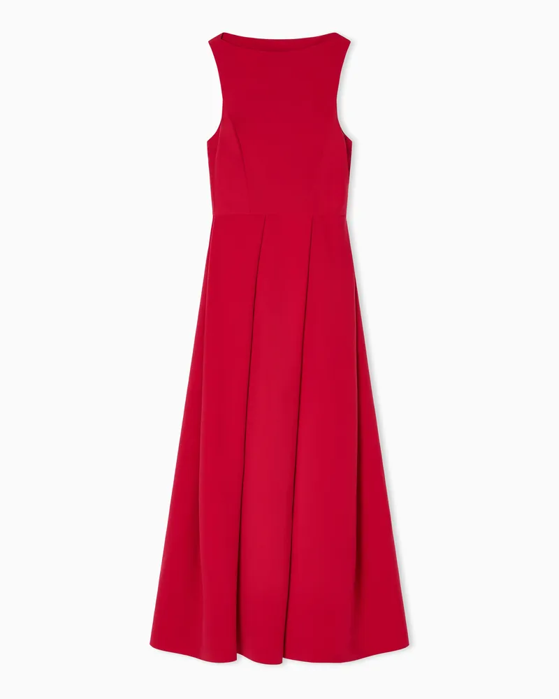 Emporio Armani Ärmelloses Kleid mit Falten aus funktionalem Cady Rot
