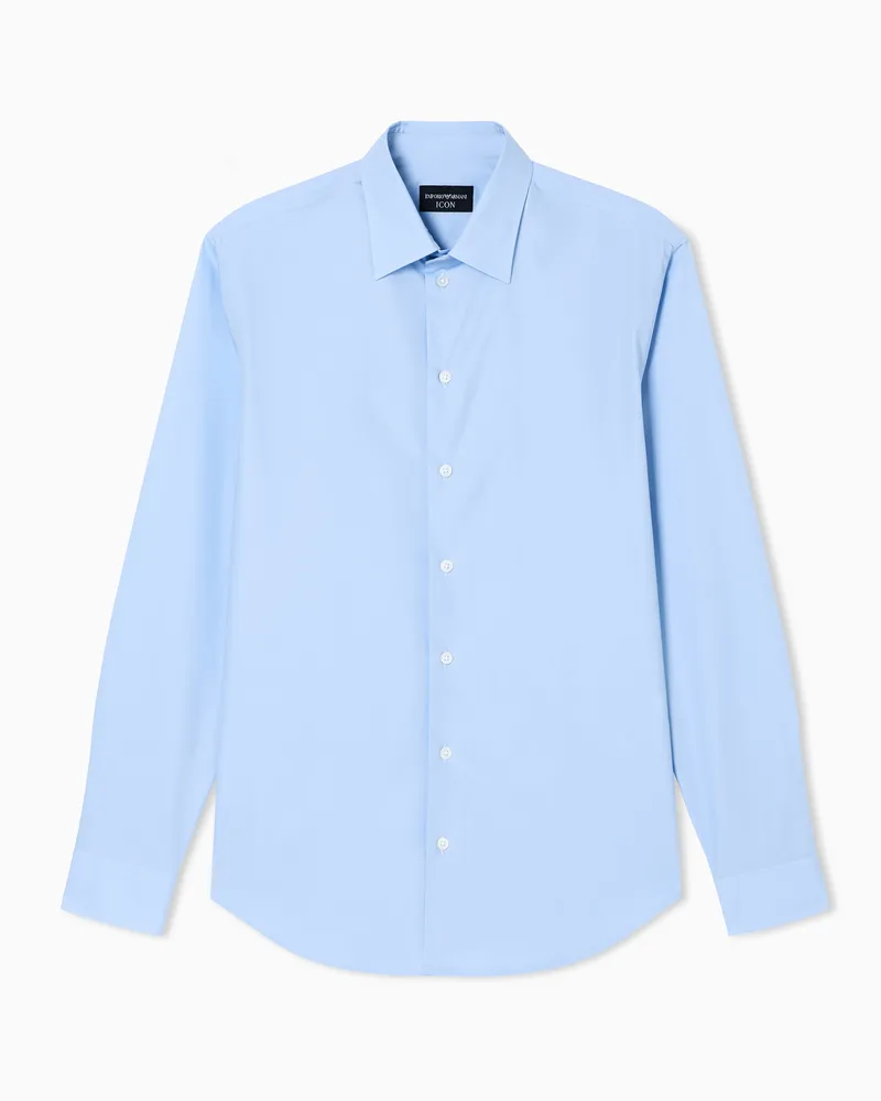 Emporio Armani Hemd aus Icon-Baumwollpopeline Hellblau