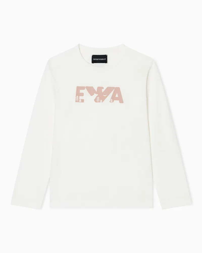 Emporio Armani ASV-Jersey-Pullover mit gelasertem, geflocktem EA-Logo Weiß
