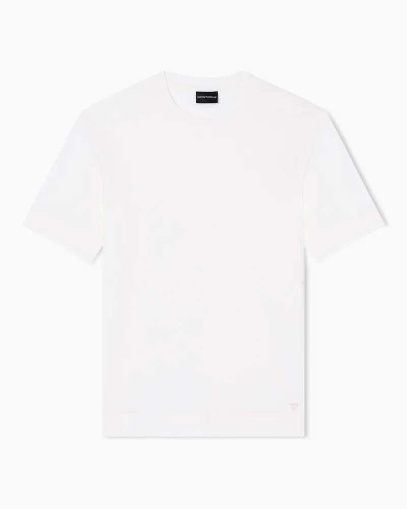 Emporio Armani ASV T-Shirt aus Jersey in Jacquard-Stoff-Verarbeitung Weiß