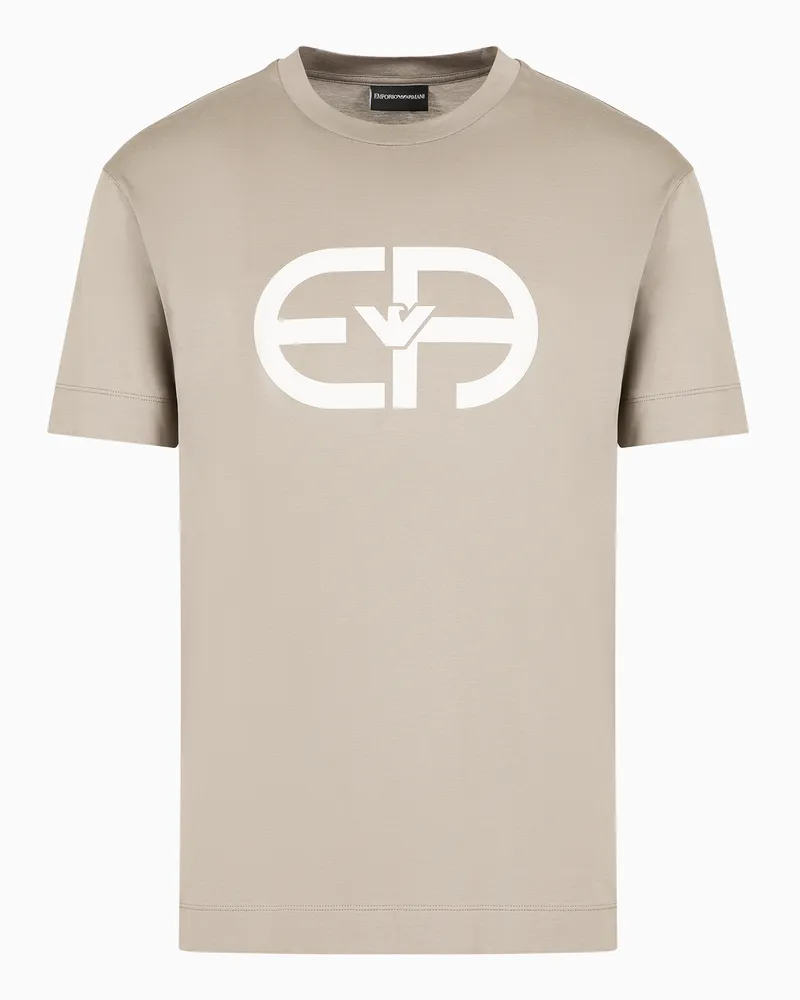 Emporio Armani T-Shirt aus Jersey-Lyocell-Mischung mit Maxi-EA-Logo Beige