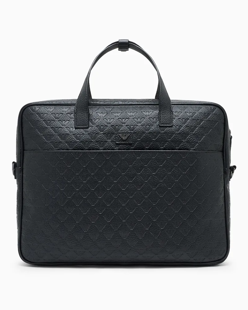 Emporio Armani Business-Tasche aus Leder mit Tragegurt und Reißverschluss Schwarz