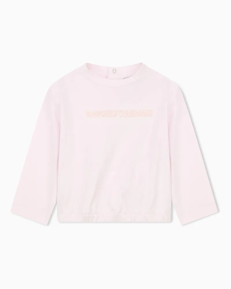 Emporio Armani Baby T-Shirt Regular Fit aus Baumwolljersey mit Stickerei Pink