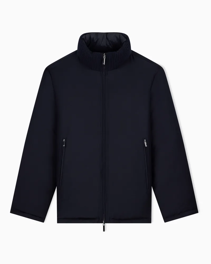 Emporio Armani Daunenjacke Regular Fit aus Twill mit Schurwolle Marineblau