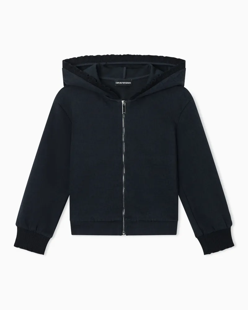 Emporio Armani Regular Fit Kapuzenjacke aus Jacquard mit Monogrammmuster Marineblau