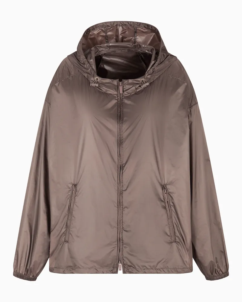 Emporio Armani Blouson mit Kapuze aus wasserabweisendem Nylon Braun