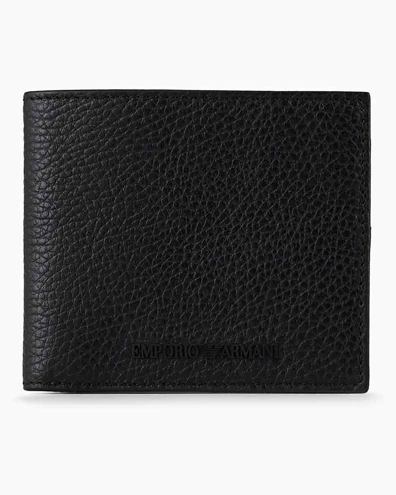 Emporio Armani Portemonnaie aus getrommeltem Leder Schwarz