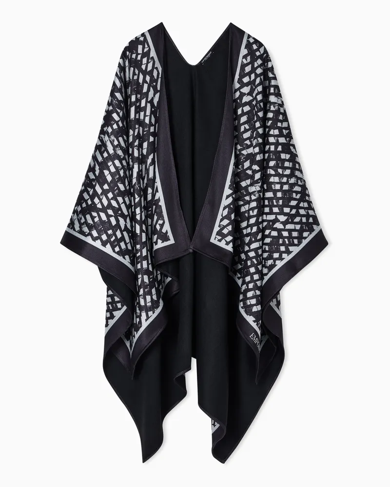 Emporio Armani Double-sided jacquard fabric cape Schwarz