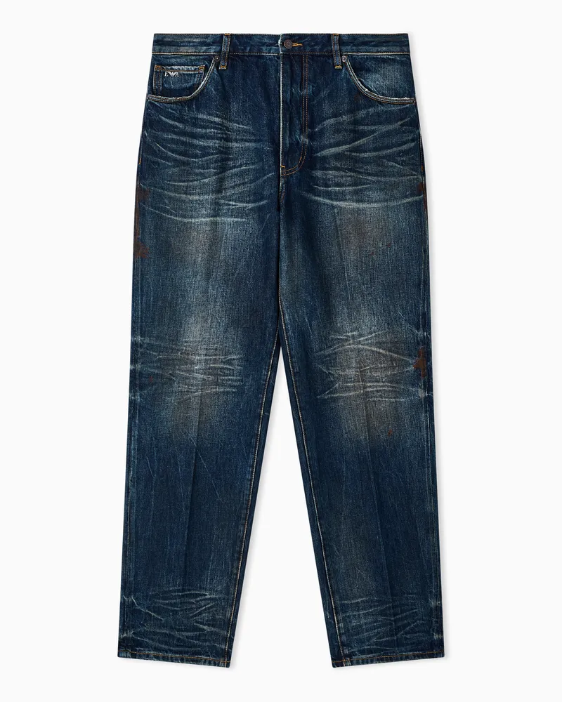 Emporio Armani Regular Fit-Jeans J22 aus steifem Denim Blau