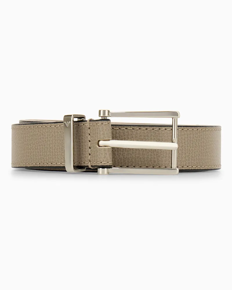 Emporio Armani Gürtel aus fein genarbtem Leder mit Dornschließe Beige