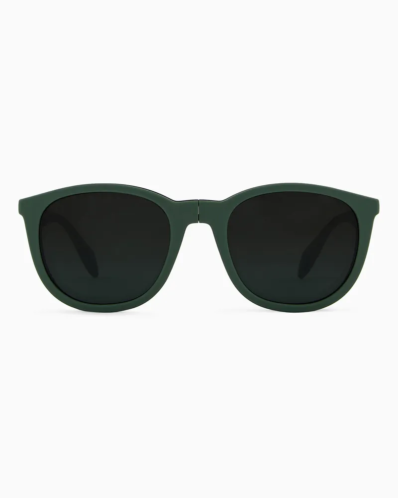 Emporio Armani Panto-Sonnenbrille für Herren mit Wechselgläsern Schwarz
