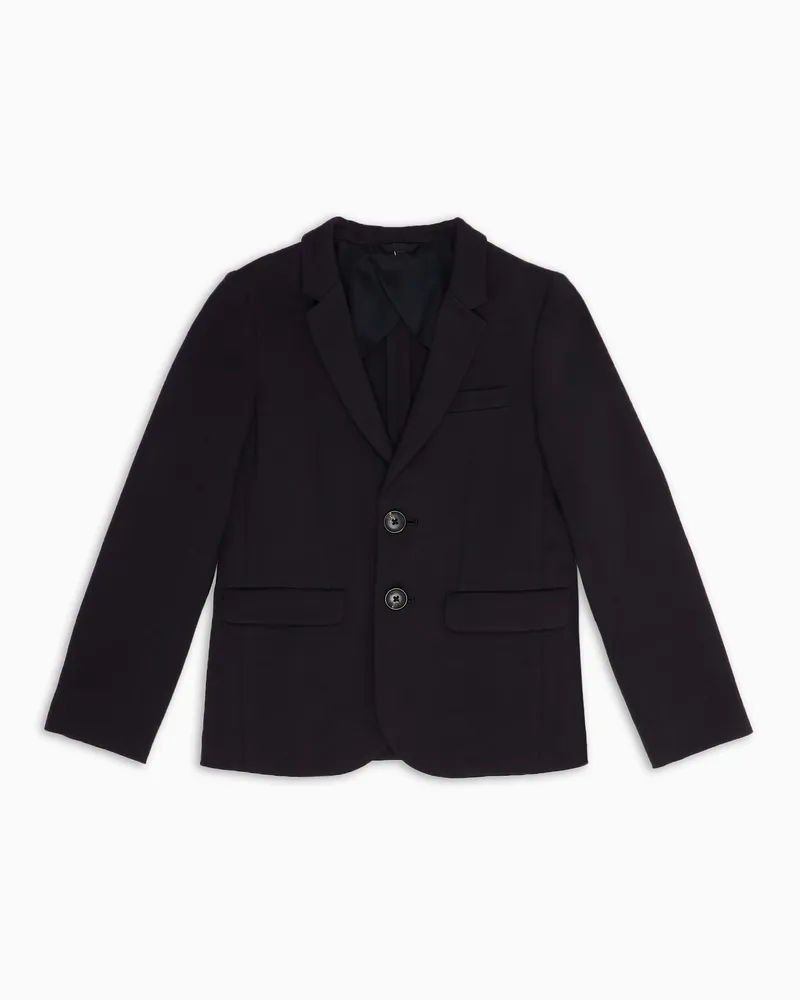 Emporio Armani Einreihiges Sakko aus Heavy Jersey Marineblau