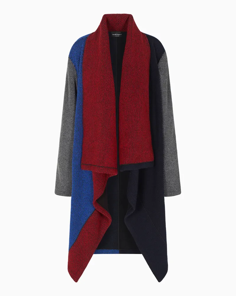 Emporio Armani Strickmantel aus Wolle mit Reiskorneffekt Gemustert