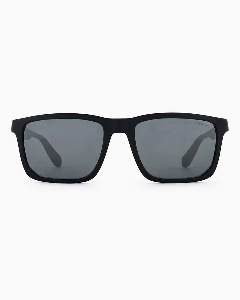 Emporio Armani Sonnenbrille mit rechteckiger Fassung für Herren Schwarz