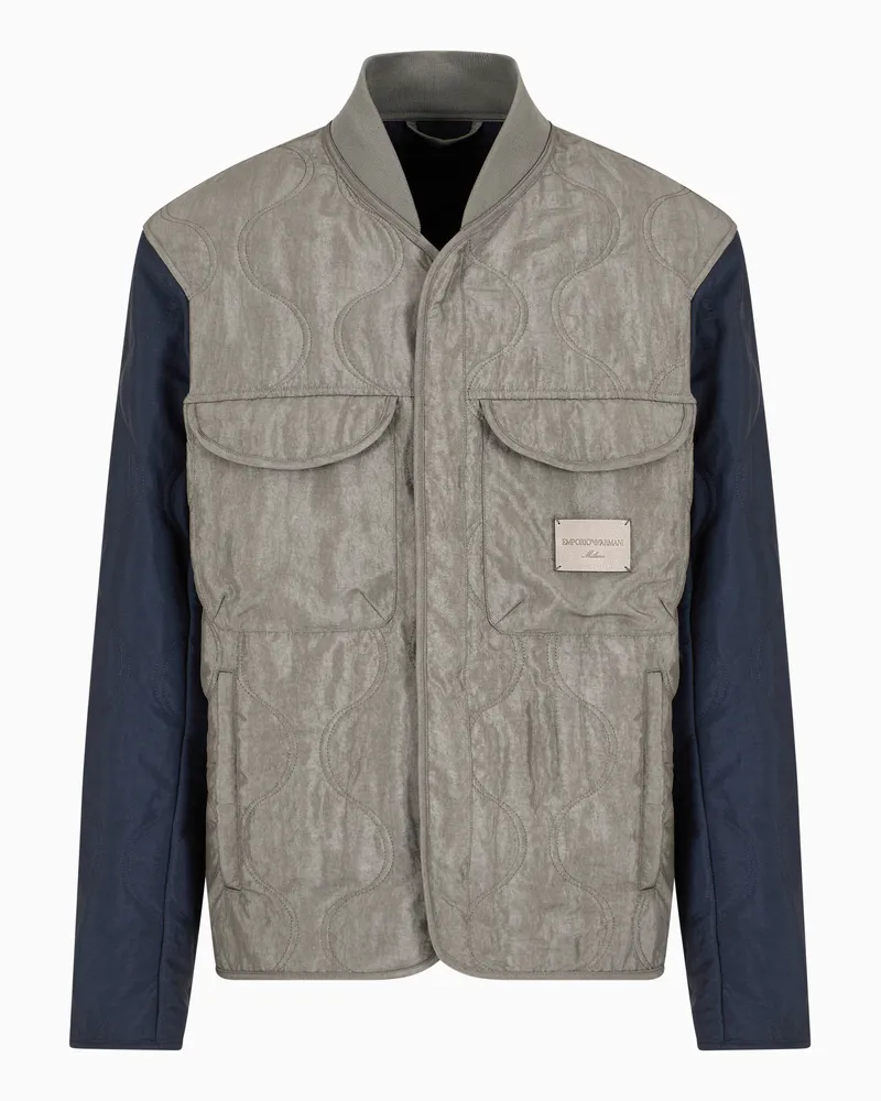 Emporio Armani Blouson aus Matelassé-Nylon mit zweifarbigem Wellenmuster Beige