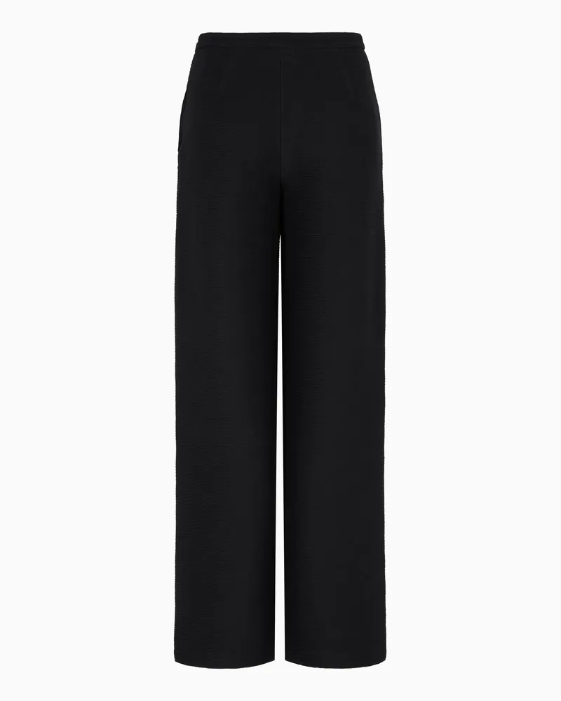 Emporio Armani ASV Palazzo-Hose aus Jersey mit Prägung Schwarz
