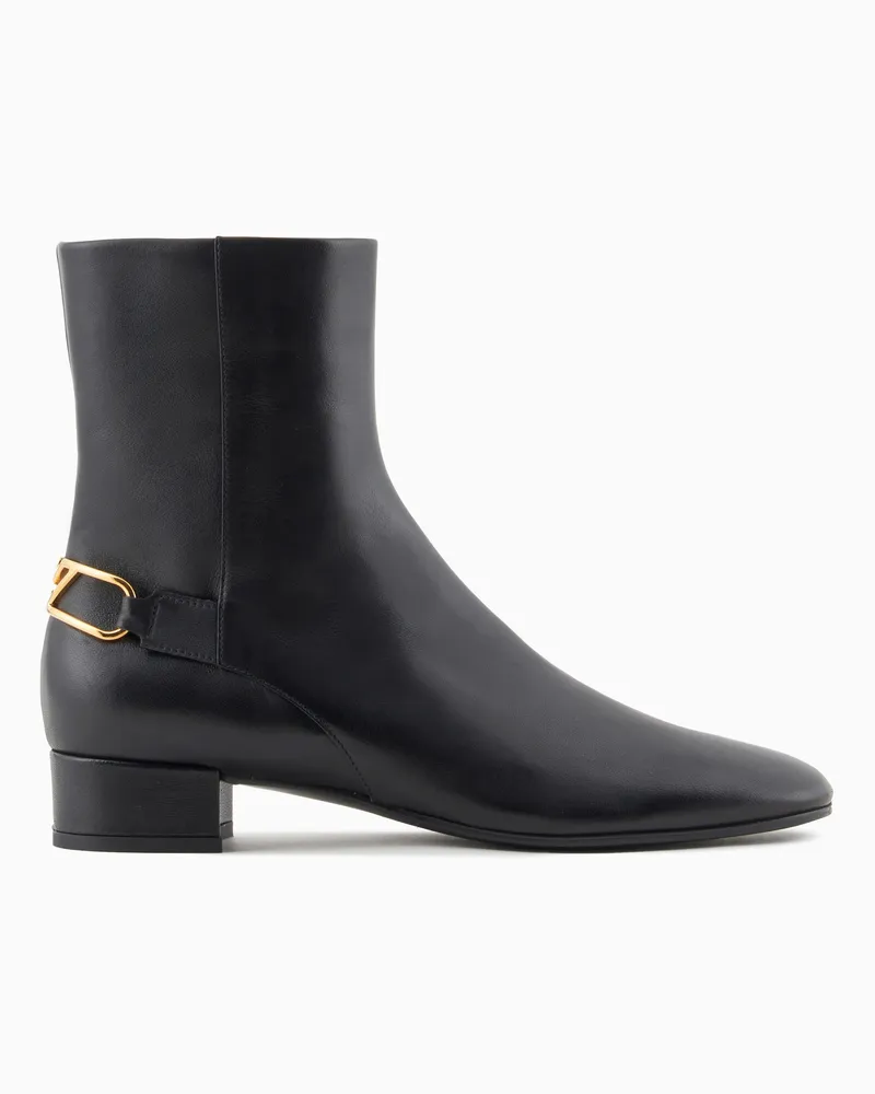 Emporio Armani Stiefeletten aus Nappa mit Adlerplakette Schwarz