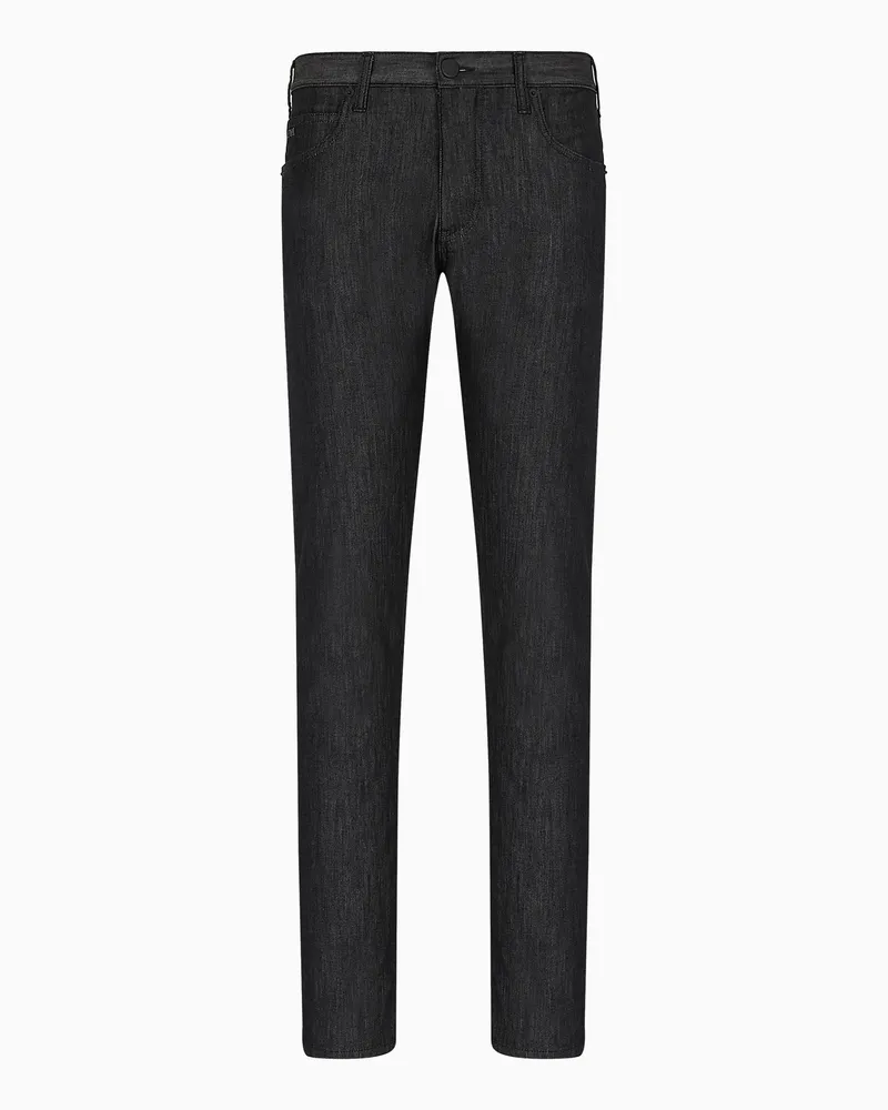 Emporio Armani J45 Regular-Fit-Jeans aus Denim 8 oz in Wash-Used-Optik Schwarz