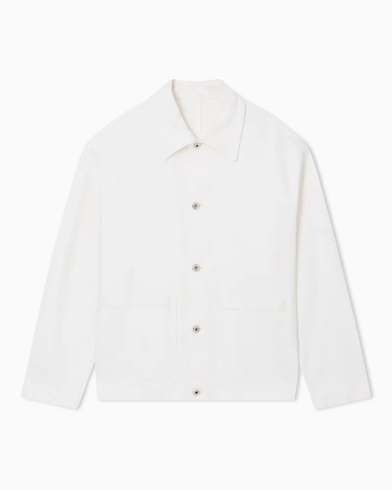 Emporio Armani Icon Jacke aus Stretch-Drill Weiß