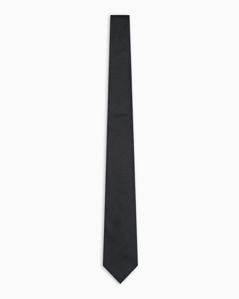 Emporio Armani Krawatte aus reiner Seide mit Jacquard-Monogramm Schwarz