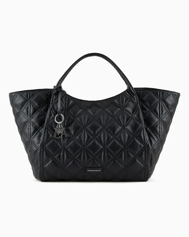 Emporio Armani Gestepptem Maxi-Shopper mit Nappa-Effekt Schwarz