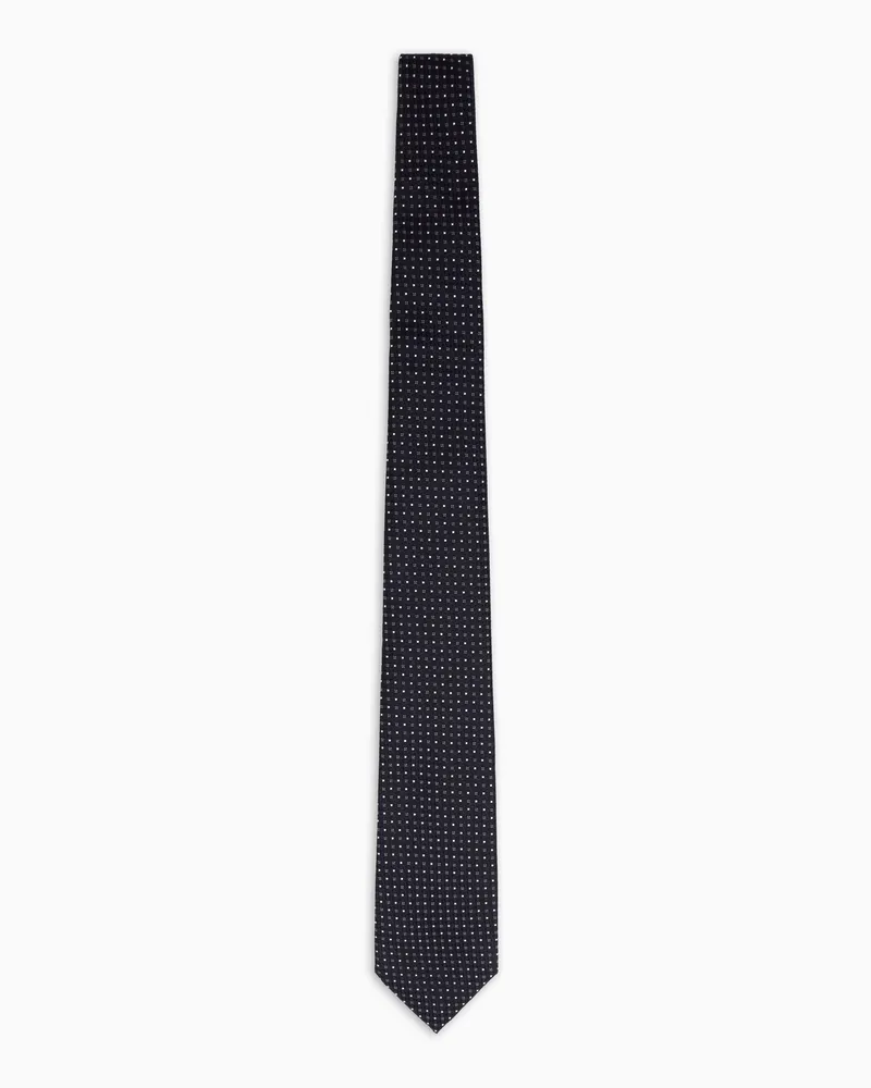 Emporio Armani Krawatte aus reiner Seide mit kleinem Majolika-Muster in Jacquard-Stoff-Verarbeitung Schwarz