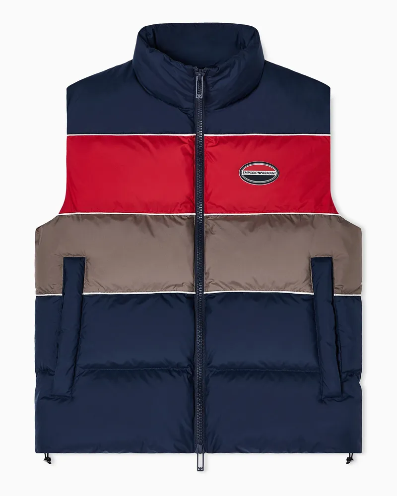 Emporio Armani Ärmellose Stepp-Daunenjacke aus wasserabweisendem und recyceltem Ripstop-Nylon Marineblau