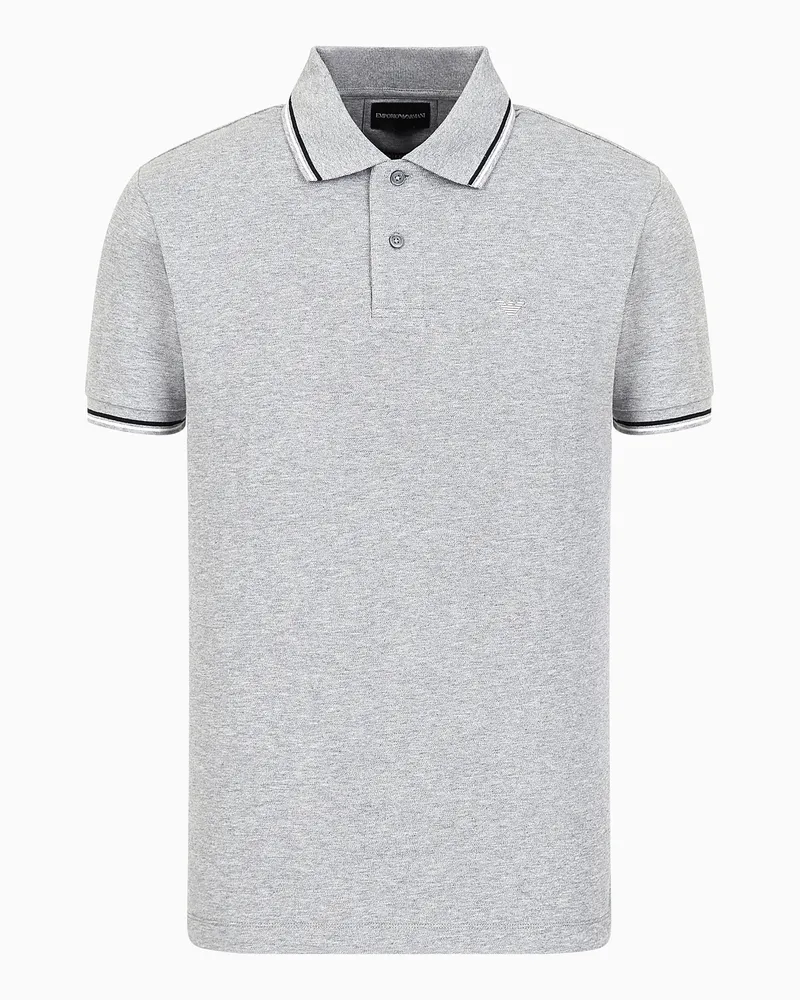 Emporio Armani Poloshirt Slim Fit aus Pikee mit Stretchanteil und Mikro-Adler Grau