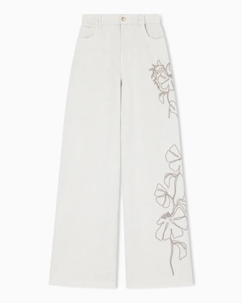 Emporio Armani Loose-Fit-Jeans J1H aus Canvas aus einer Leinenmischung mit Stickerei Beige