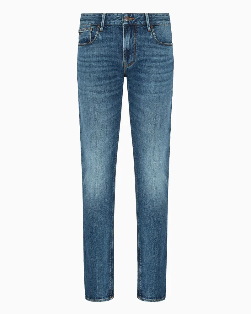 Emporio Armani Jeans J06 in Slim Fit aus Washed-Denim Blau