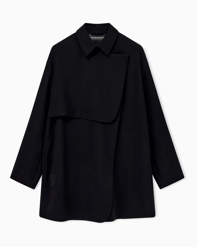 Emporio Armani Mantel aus Techno Cady mit asymmetrischer Frontklappe Schwarz