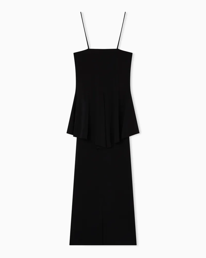 Emporio Armani Kleid aus Viskose-Stretch mit 2-teiligem Design und Crêpe-Haptik Schwarz