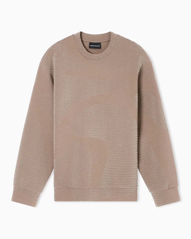 Emporio Armani ASV Sweatshirt aus Jersey-Lyocell-Mischung mit geflocktem Allover-Logo Braun