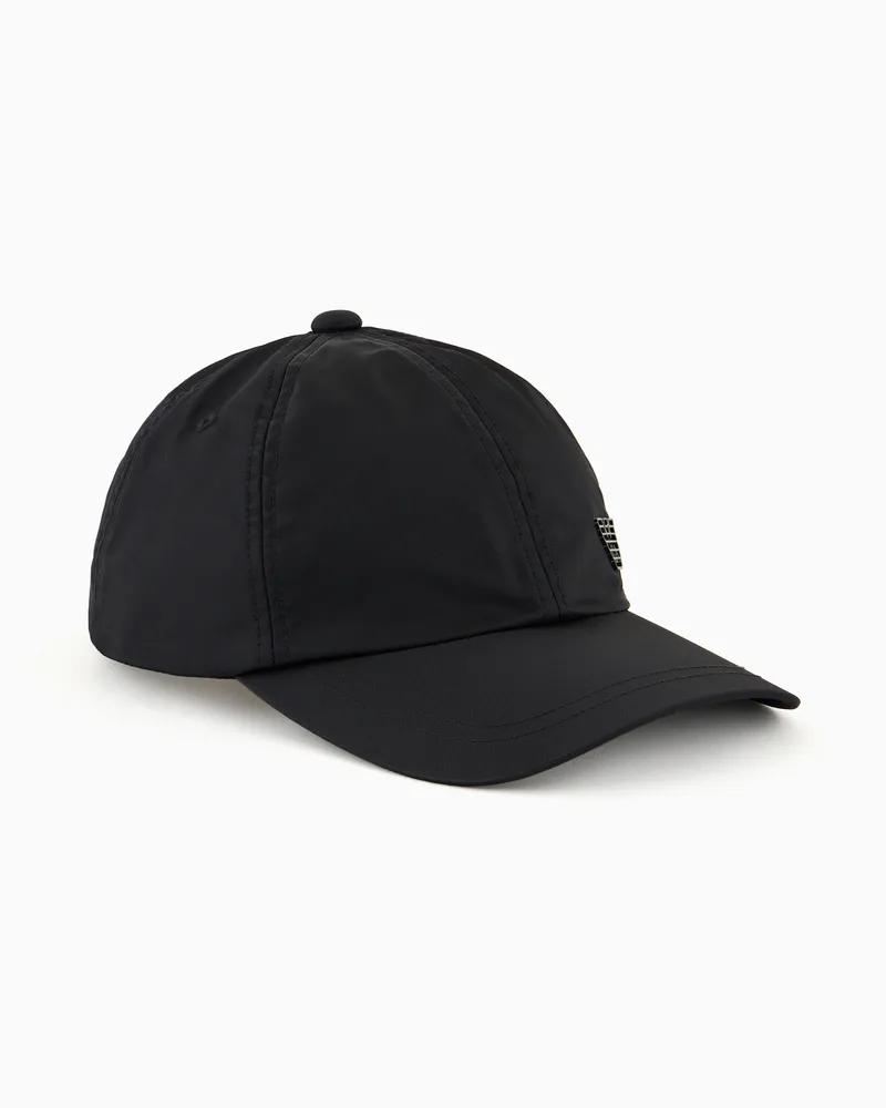Emporio Armani Baseballcap aus Nylon mit Adler-Plakette Schwarz
