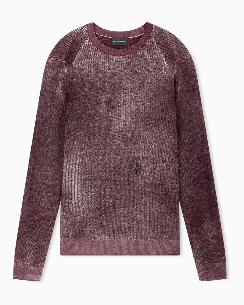 Emporio Armani Pullover mit Rundhalsausschnitt aus Schurwolle und Kaschmir Burgunderrot