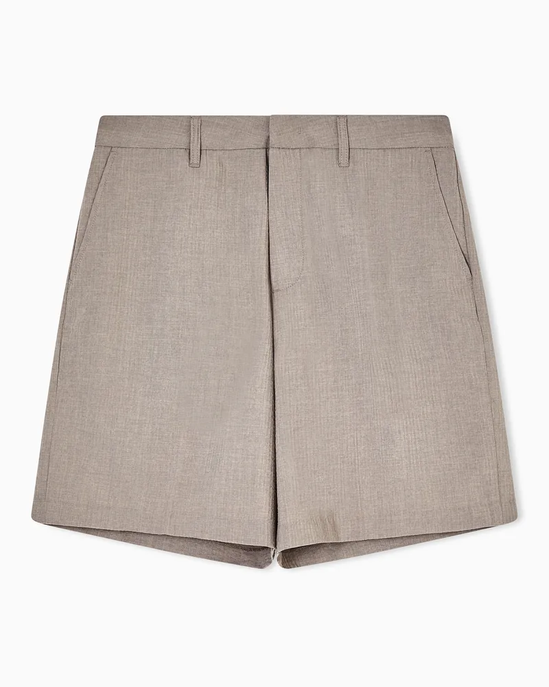 Emporio Armani Shorts aus technischem Seersucker-Gewebe Beige