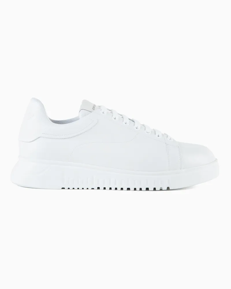 Emporio Armani Sneaker aus getrommeltem Leder Weiß