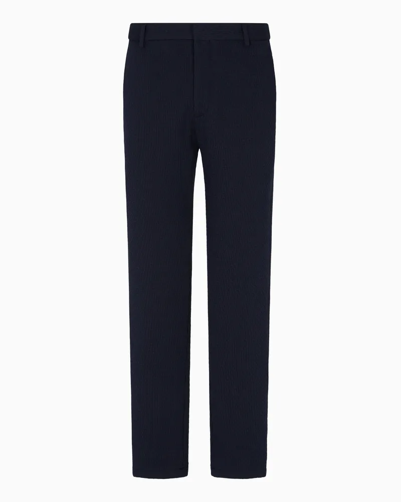 Emporio Armani Chino-Hose aus doppellagigem Jersey-Strick in Jacquard-Stoff-Verarbeitung Blau