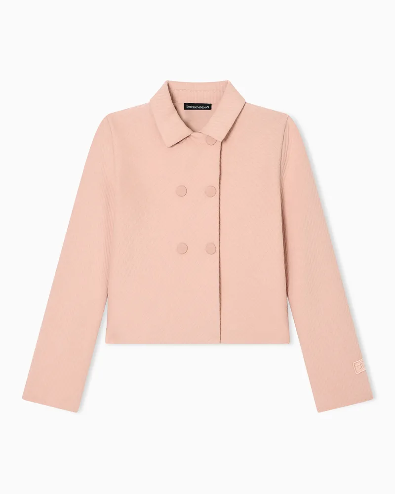 Emporio Armani Zweireihiges Sakko aus gestepptem Jersey Pink
