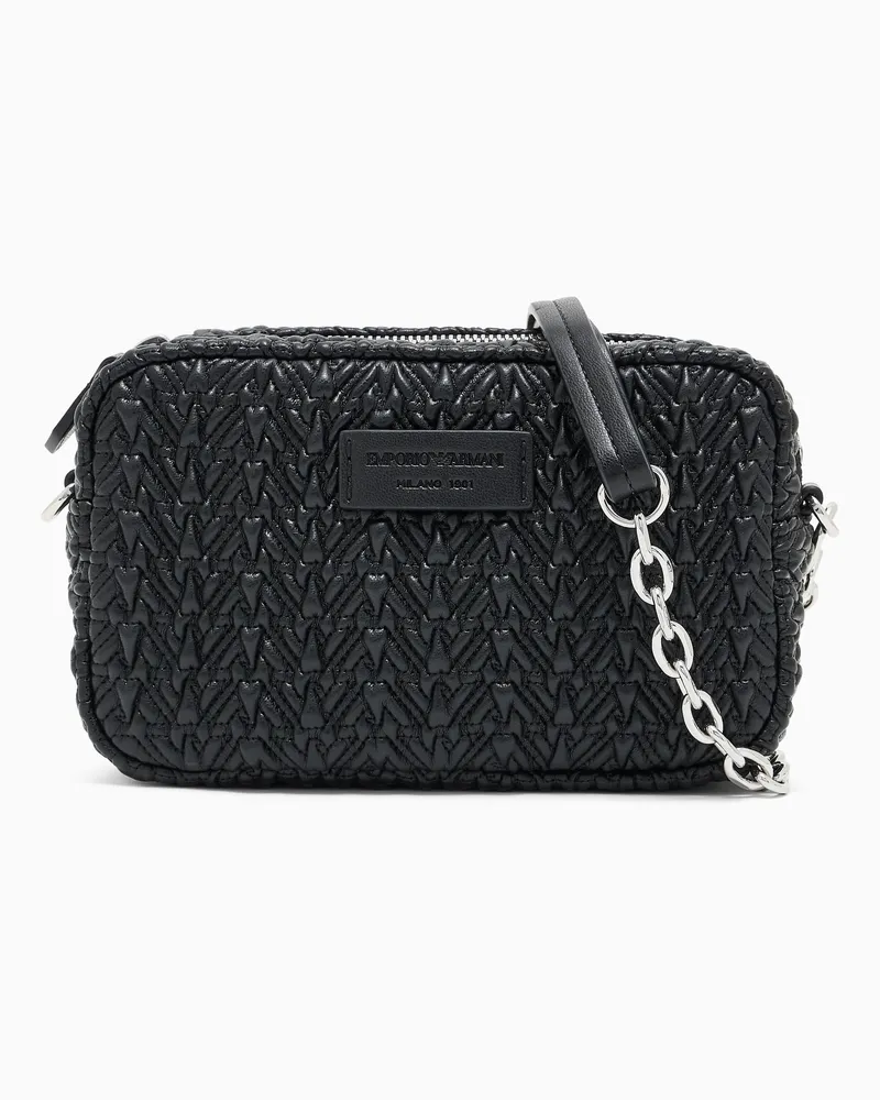 Emporio Armani Kameratasche mit Kettenschulterriemen mit geprägtem Finish Schwarz