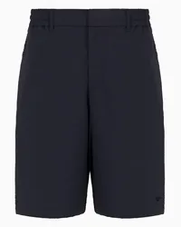 Emporio Armani Chino-bermudashorts mit Elastischem Bund aus Seersucker-funktionsgewebe Marineblau