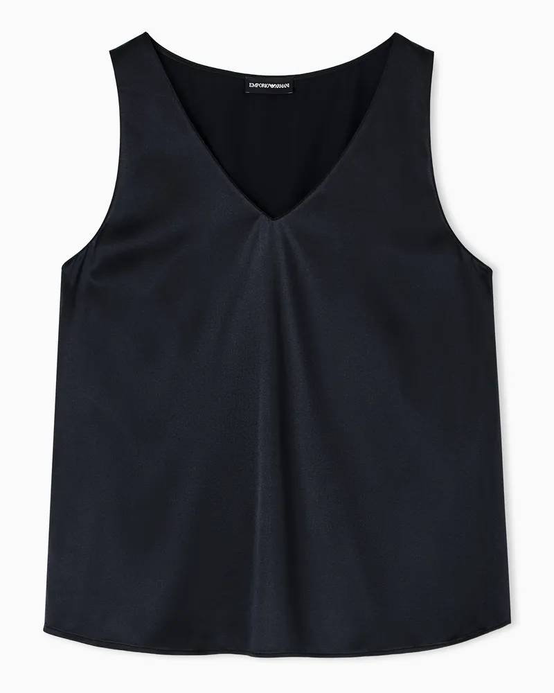 Emporio Armani Top mit V-Ausschnitt aus Seiden-Satin Schwarz